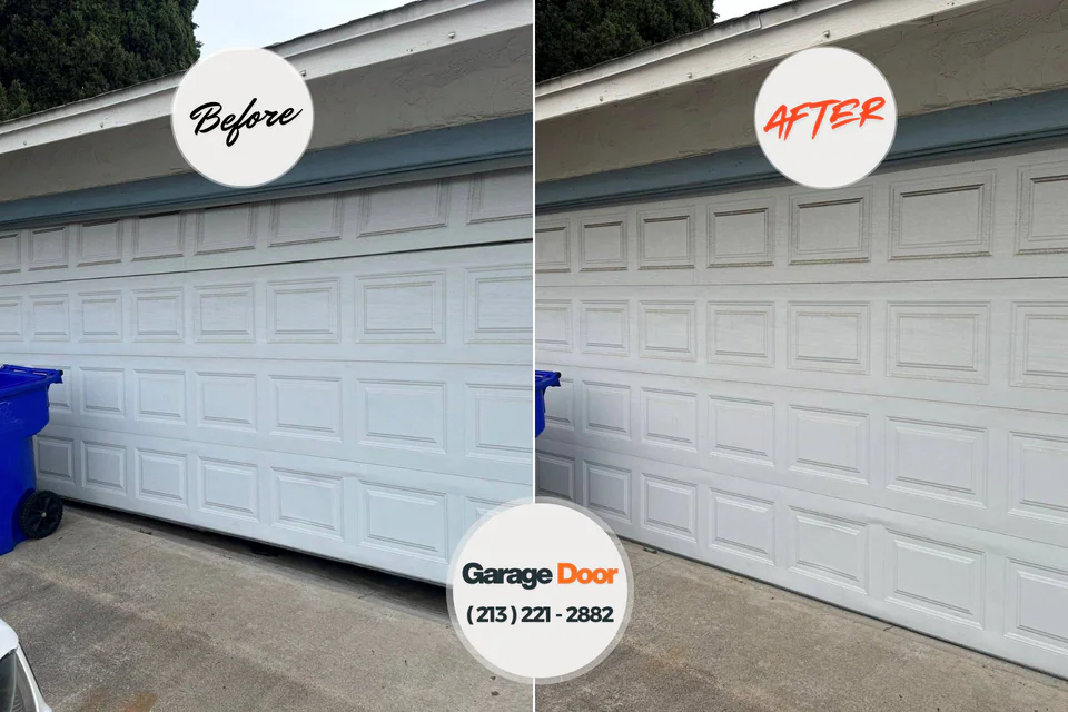 Before and after: garage door repair Atherton, CA